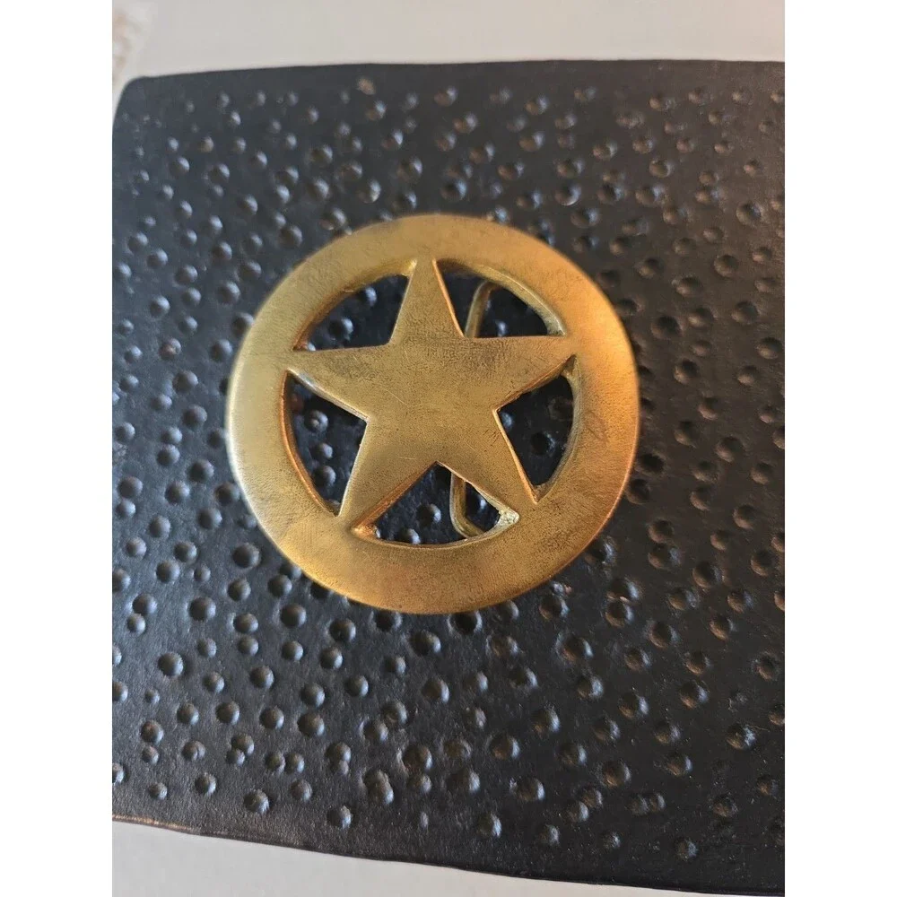 Vintage Solid Brass 5 Star Western Americana Belt Buckle ⭐️